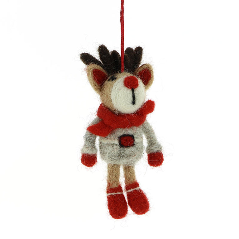 Baumanhänger Weihnachtselch Rentier, Filz Weihnachten Deko (Globo Fair Trade)