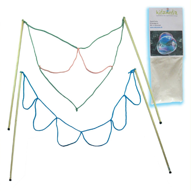 2 Paar Riesenseifenblasen Stäbe (90cm: Loop / Multi) + 10L Pulver Seifenblasenlösung