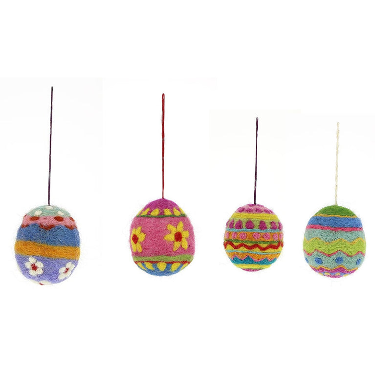 großes buntes Osterei (1 od. 2 Stück) aus Filz (6cm) Filzei Ei bunt Ostern - Anhänger (Globo Fair Trade)