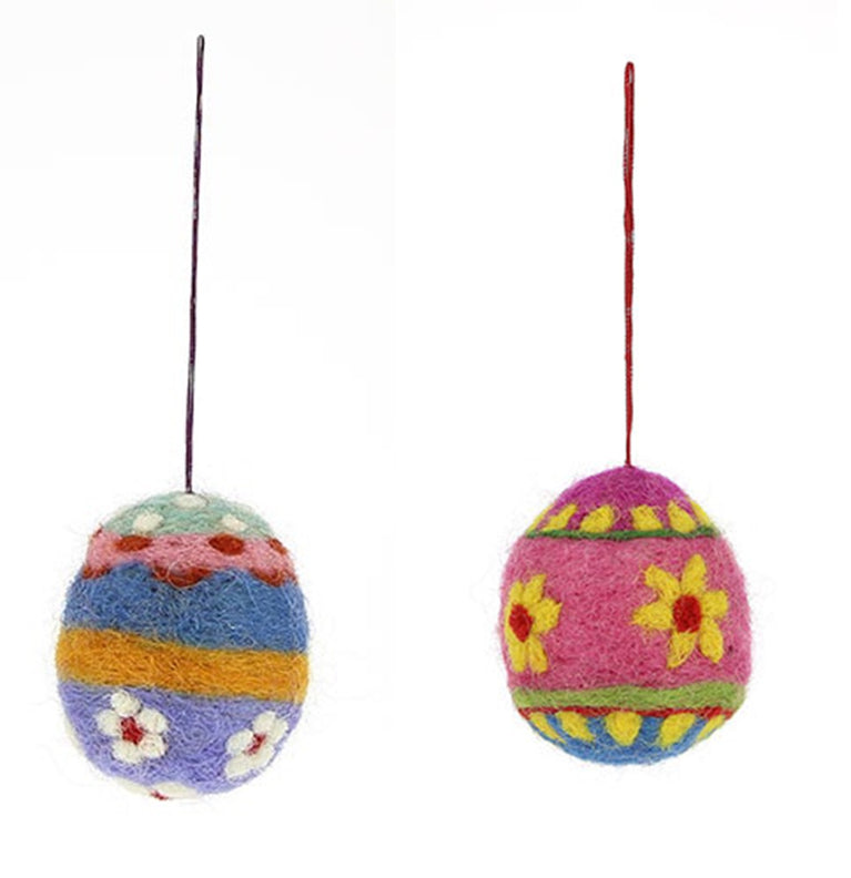großes buntes Osterei (1 od. 2 Stück) aus Filz (6cm) Filzei Ei bunt Ostern - Anhänger (Globo Fair Trade)