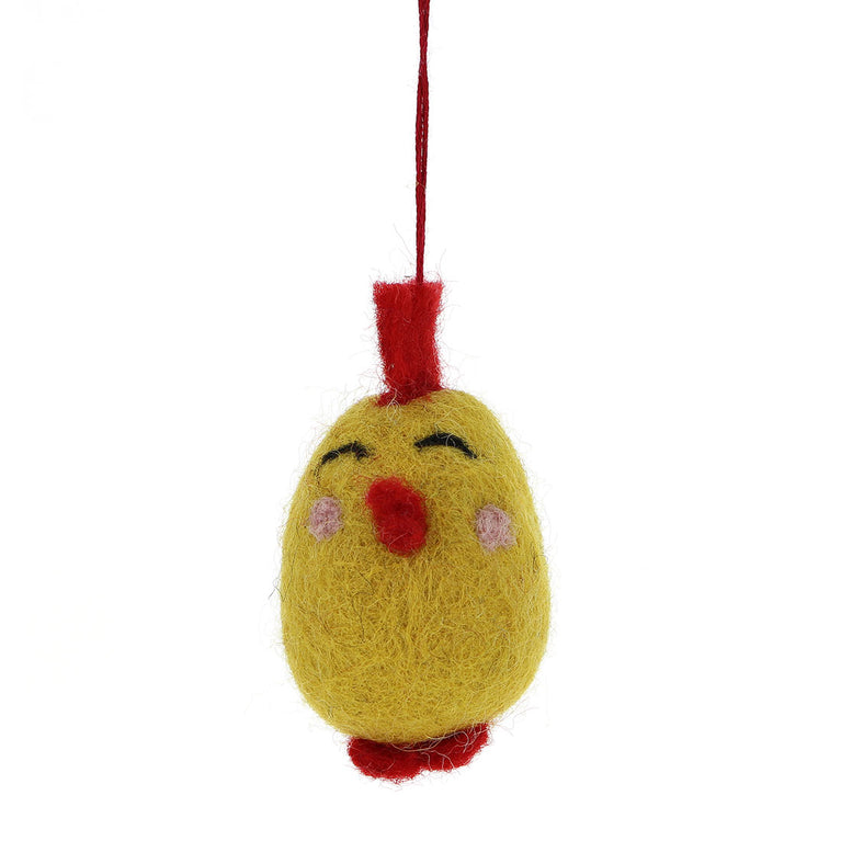 Figur Küken weiß, gelb und grün, Filz, Ostern-Deko - 1 Stück - Anhänger (Globo Fair Trade)