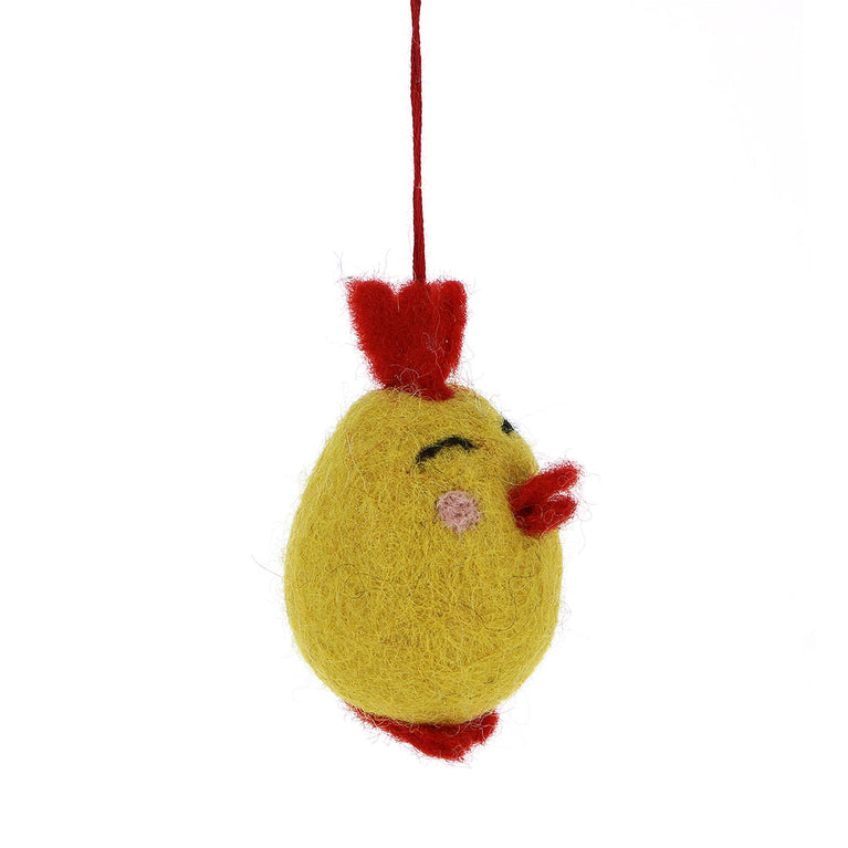 Figur Küken weiß, gelb und grün, Filz, Ostern-Deko - 1 Stück - Anhänger (Globo Fair Trade)