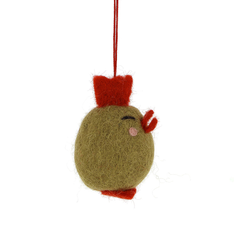 Figur Küken weiß, gelb und grün, Filz, Ostern-Deko - 1 Stück - Anhänger (Globo Fair Trade)