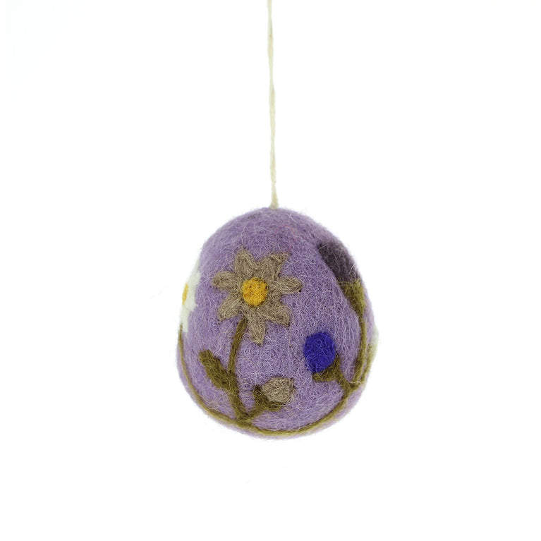 große Ostereier (1 Stück / 6,5cm) mit Blumen, Filz, Ostern-Deko - Anhänger (Globo Fair Trade)