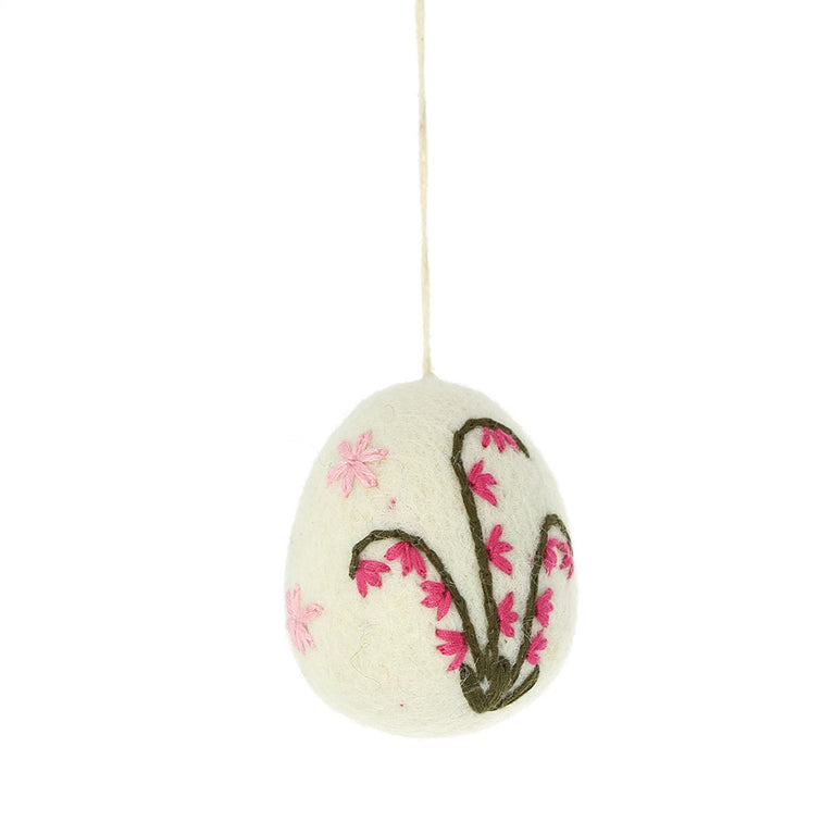 große Ostereier (1 Stück / 6,5cm) mit Blumen, Filz, Ostern-Deko - Anhänger (Globo Fair Trade)
