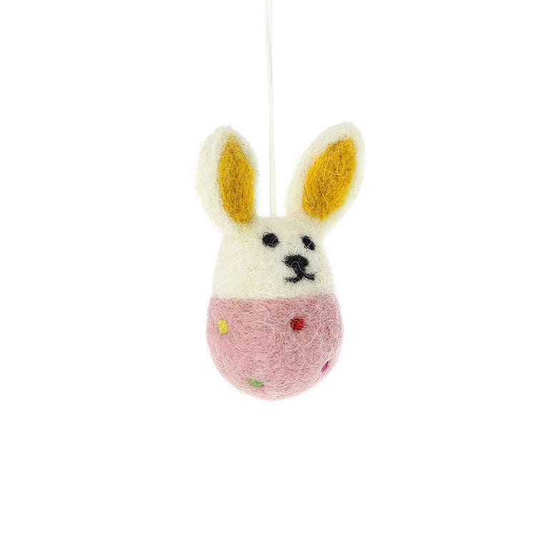 Hase Osterhase (7cm - 1 oder 2 Stück) aus Filz mit Punkten Ostern Ostereier Osterdeko - Anhänger (Globo Fair Trade)