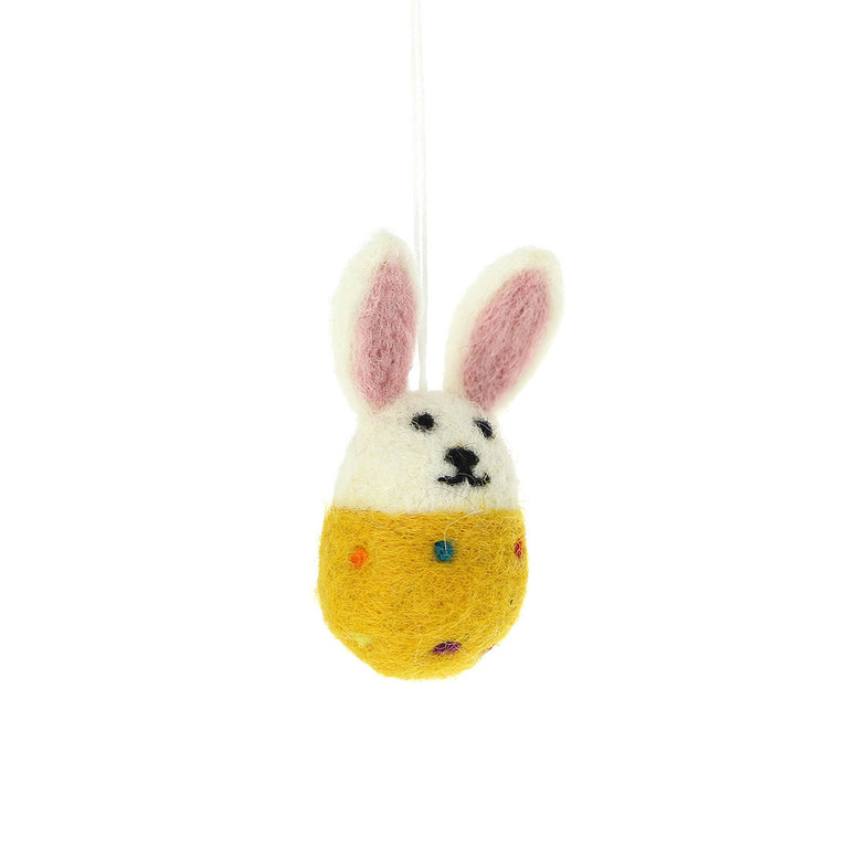Hase Osterhase (7cm - 1 oder 2 Stück) aus Filz mit Punkten Ostern Ostereier Osterdeko - Anhänger (Globo Fair Trade)