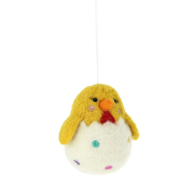 Küken (7cm) aus Filz blau/gelb mit Punkte Ostern Ostereier Osterdeko (2er Set)- Anhänger (Globo Fair Trade)