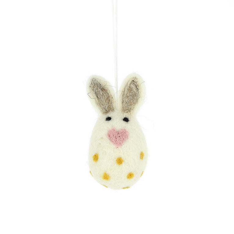 Hase Osterhase (7cm - 1 oder 2 Stück) aus Filz mit Punkten Ostern Ostereier Osterdeko - Anhänger (Globo Fair Trade)