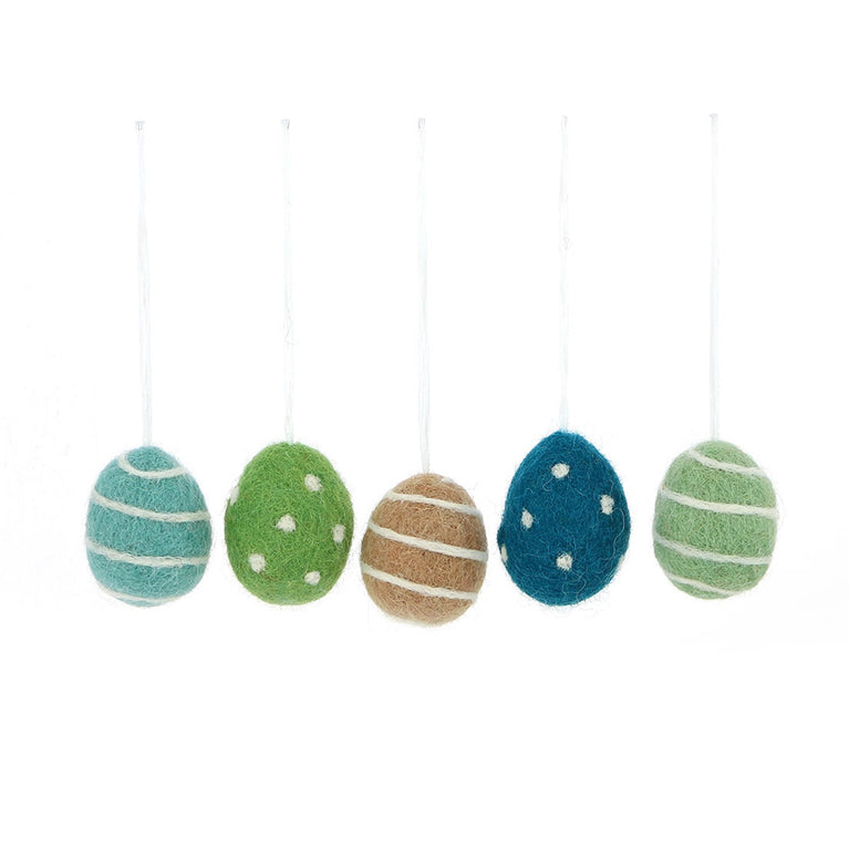 5er Set Anhänger Mini-Eier Filz Ostereier Ostern Deko, Ostern-Deko - Anhänger (Globo Fair Trade)