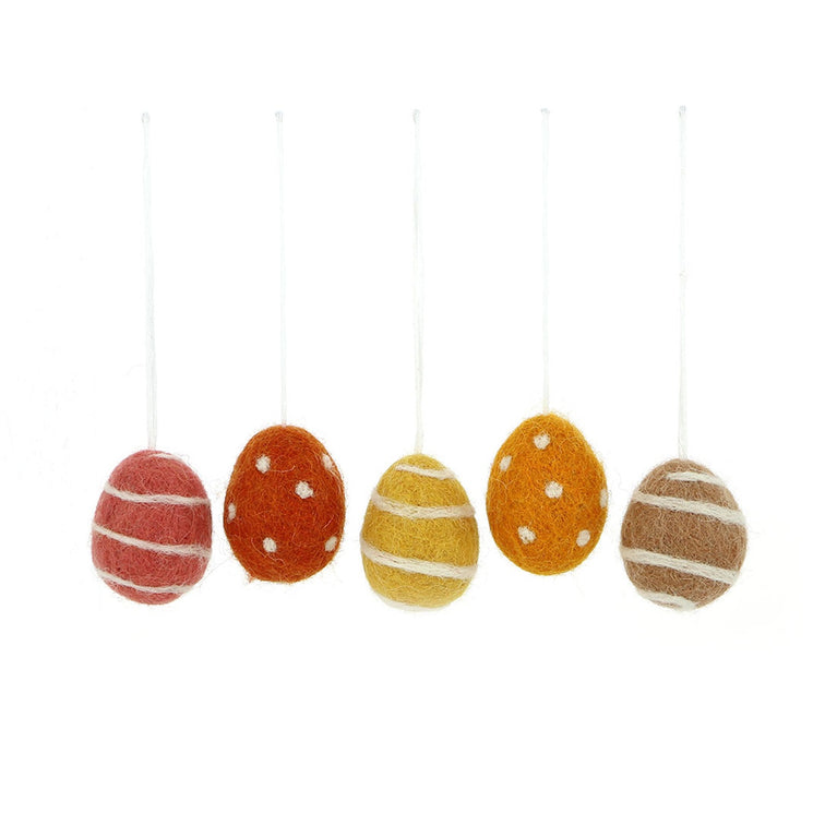 5er Set Anhänger Mini-Eier Filz Ostereier Ostern Deko, Ostern-Deko - Anhänger (Globo Fair Trade)
