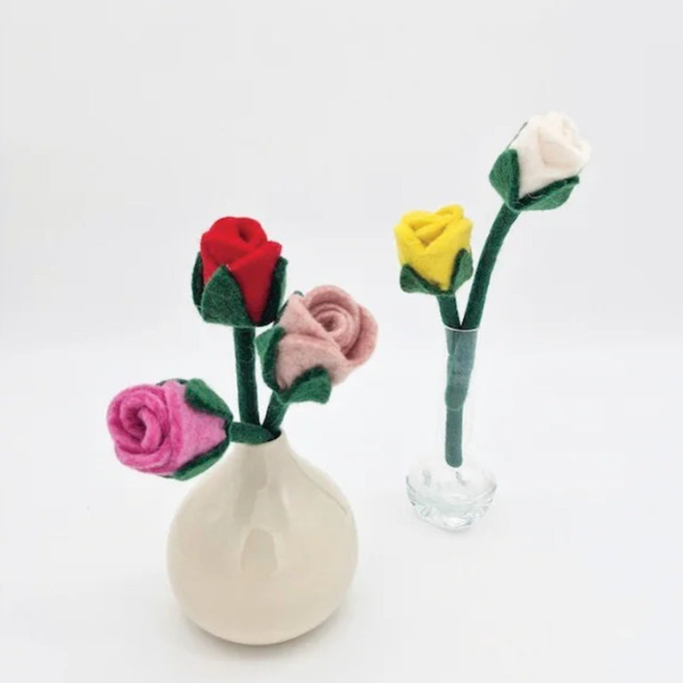 5 kleine Rosen (rosa/weiß/gelb/rot/pink - 19cm) (Nepalaya)