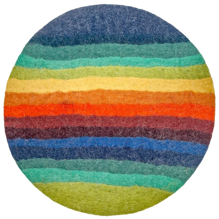 Flaches Regenbogen Sitzkissen (1,5cm) aus 100% Wolle, rund, Ø36cm, Stuhlkissen (Nepalaya) (Kopie)