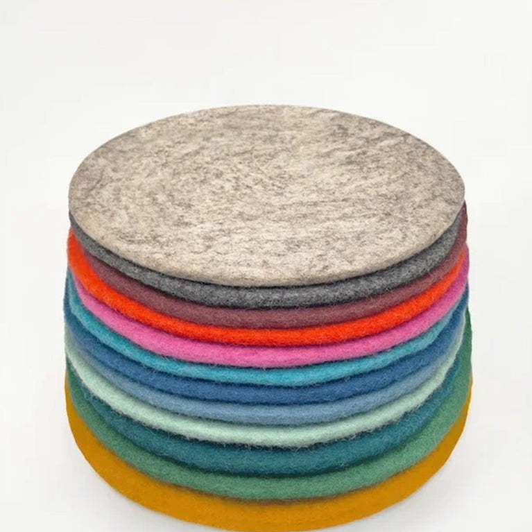 Flache Sitzkissen (1cm) aus 100% Wolle, rund, Ø40cm, Stuhlkissen (Nepalaya)