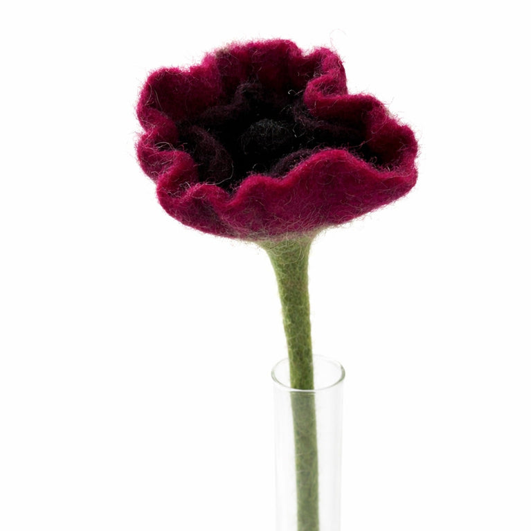 Mohnblume / Klatschmohn in 2 Farben - Filzblume - 35cm (GLOBO Fair Trade Partner)