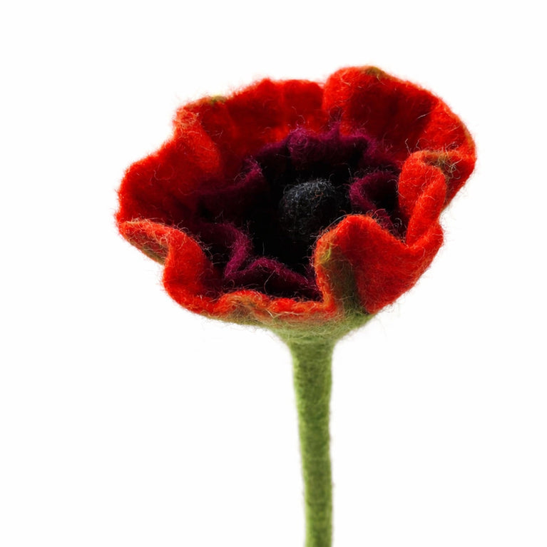 Mohnblume / Klatschmohn in 2 Farben - Filzblume - 35cm (GLOBO Fair Trade Partner)
