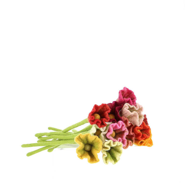 Mohnblumen-Strauß Fantasieblumen aus Filz (12 Stück) - Filzblumen (GLOBO Fair Trade Partner)