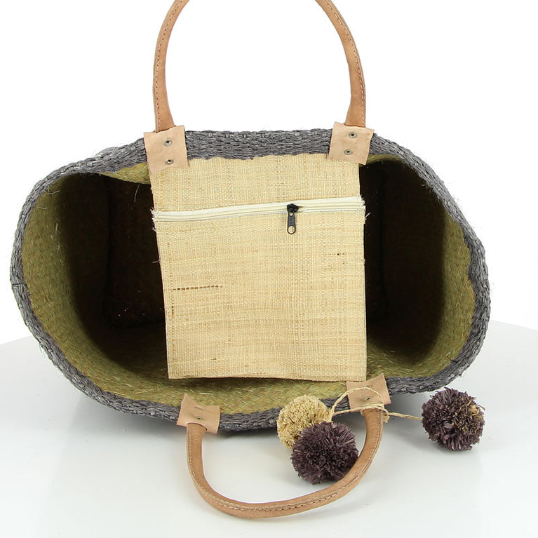 Korbtasche CANNES, KEIN FILZ!! - bunter Korb , Sisal (B35-45 x H33x T17cm) (Globo Fair Trade Partner)