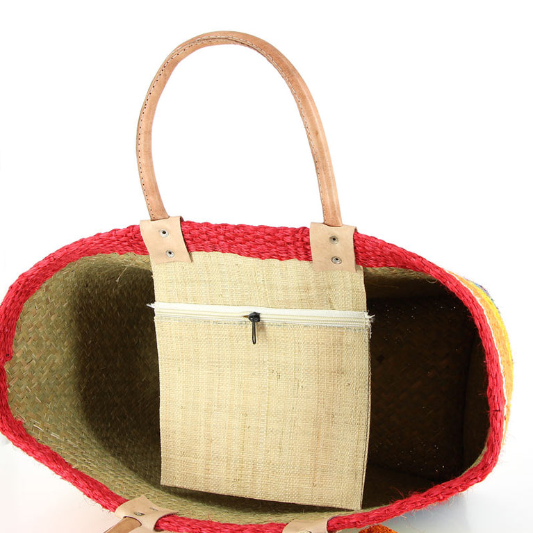Korbtasche SAINT TROPEZ, KEIN FILZ!! - bunter Korb , Sisal (B35-45 x H33x T17cm) (Globo Fair Trade Partner)