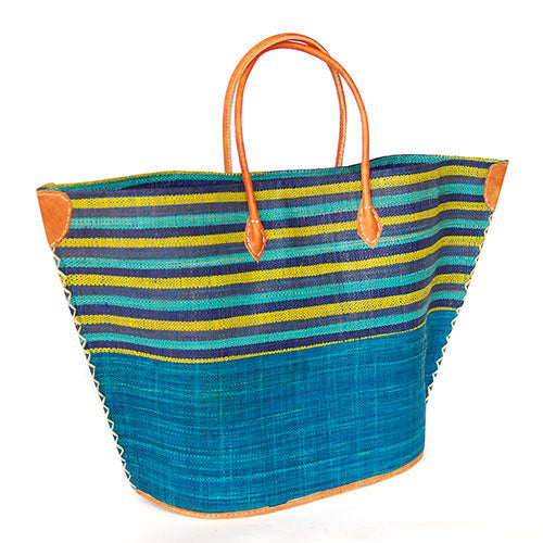 Korbtasche IVATO - KEIN FILZ!! - bunter Korb , Raphia/Bast (B45 x H27x T15cm) (Globo Fair Trade Partner)