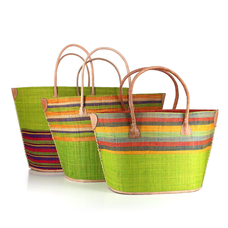 Korbtasche BESAO - KEIN FILZ!! - bunter Korb , Raphia/Bast (B45 x H27x T15cm) (Globo Fair Trade Partner)