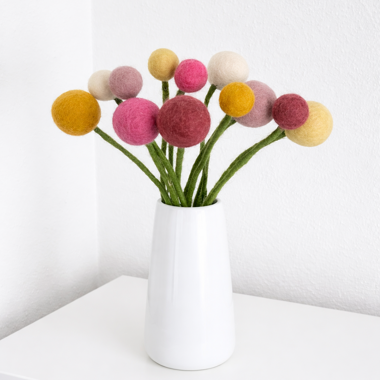 Blumenstrauß "Morgentau" Filzblumen 12 Stück - (Gry & Sif)