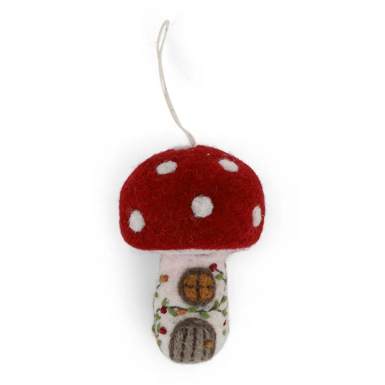 Pilz besticktes Pilzhaus 10cm (1 Stück) - Filz Anhänger (Gry & Sif)