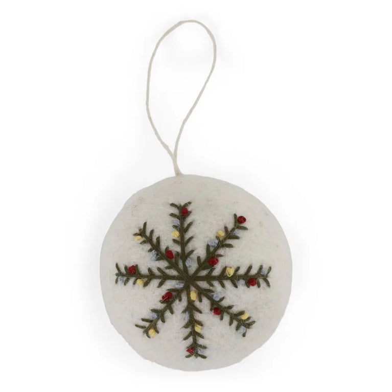 bestickte Christbaumkugeln (Ø 6cm) Kugeln für den Weihnachtsbaum - Filz Anhänger (Gry & Sif)