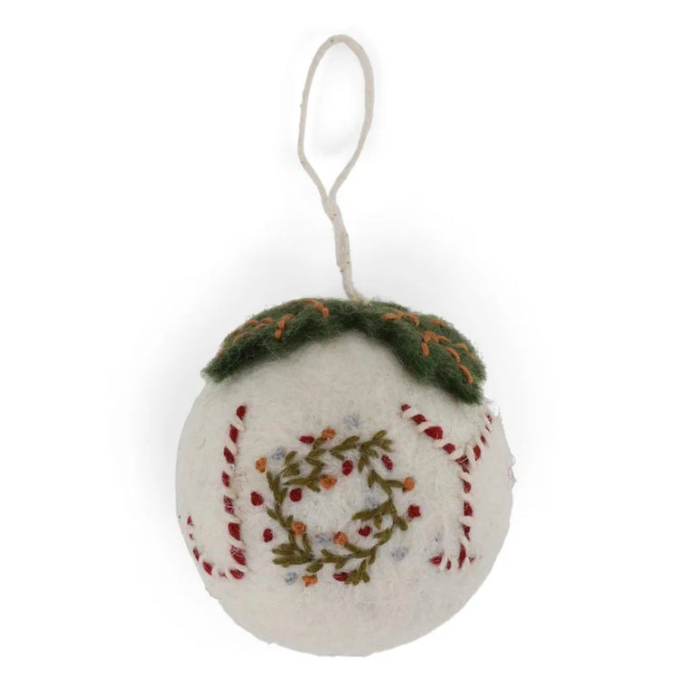 bestickte Christbaumkugeln (Ø 6cm) Kugeln für den Weihnachtsbaum - Filz Anhänger (Gry & Sif)
