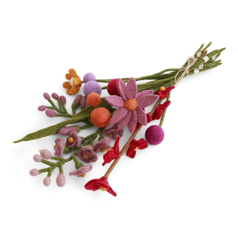 Blumenstrauß Filzblumen "Wiesenblumen Lalita 11er-Set" aus Kugelblumen, Kosmeen, Glyzinien u.a. (Gry & Sif)