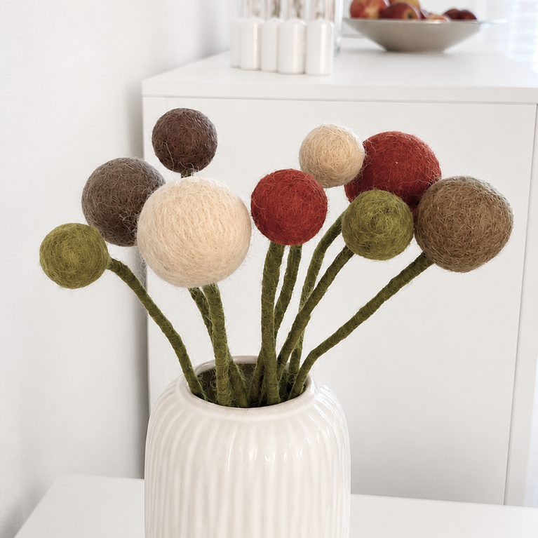 Blumenstrauß "Blumengruß natur"  Filzblumen 9 Stück - (Gry & Sif)