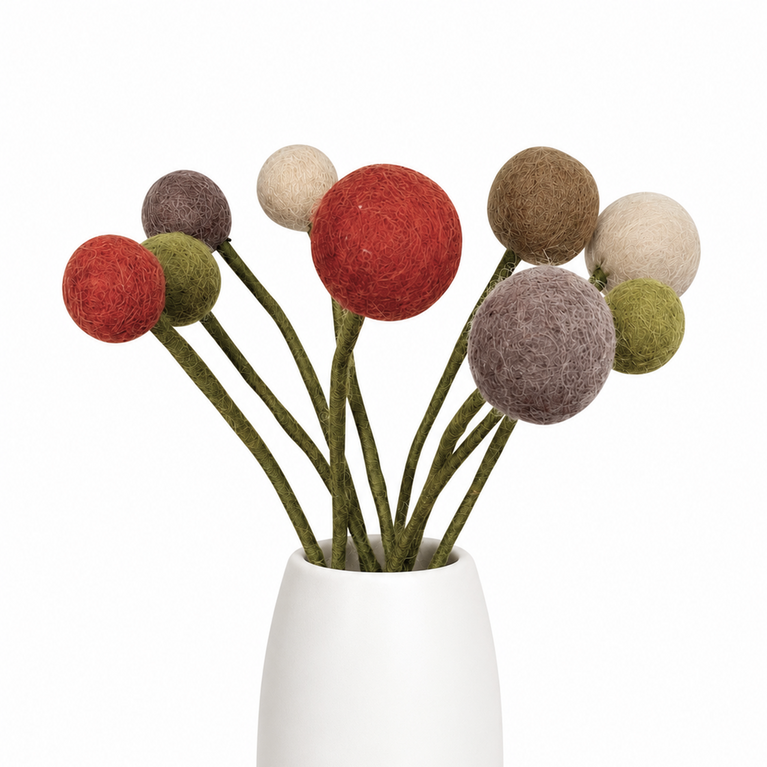 Blumenstrauß "Blumengruß natur"  Filzblumen 9 Stück - (Gry & Sif)