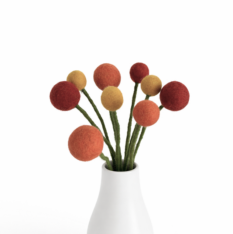 Blumenstrauß "kleiner Blumengruß orange"  Filzblumen 9 Stück - (Gry & Sif)