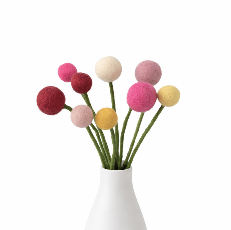 Blumenstrauß "kleiner Blumengruß rosa"  Filzblumen 9 Stück - (Gry & Sif)