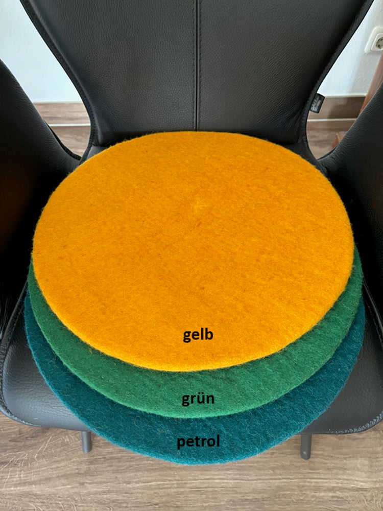 Flache Sitzkissen (1cm) aus 100% Wolle, rund, Ø40cm, Stuhlkissen (Nepalaya)