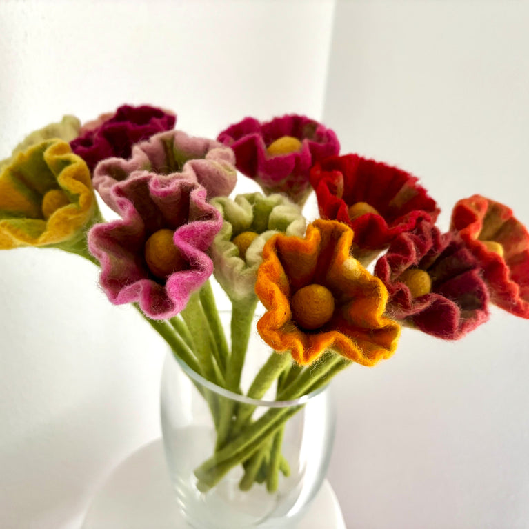 Mohnblumen-Strauß Fantasieblumen aus Filz (12 Stück) - Filzblumen (GLOBO Fair Trade Partner)