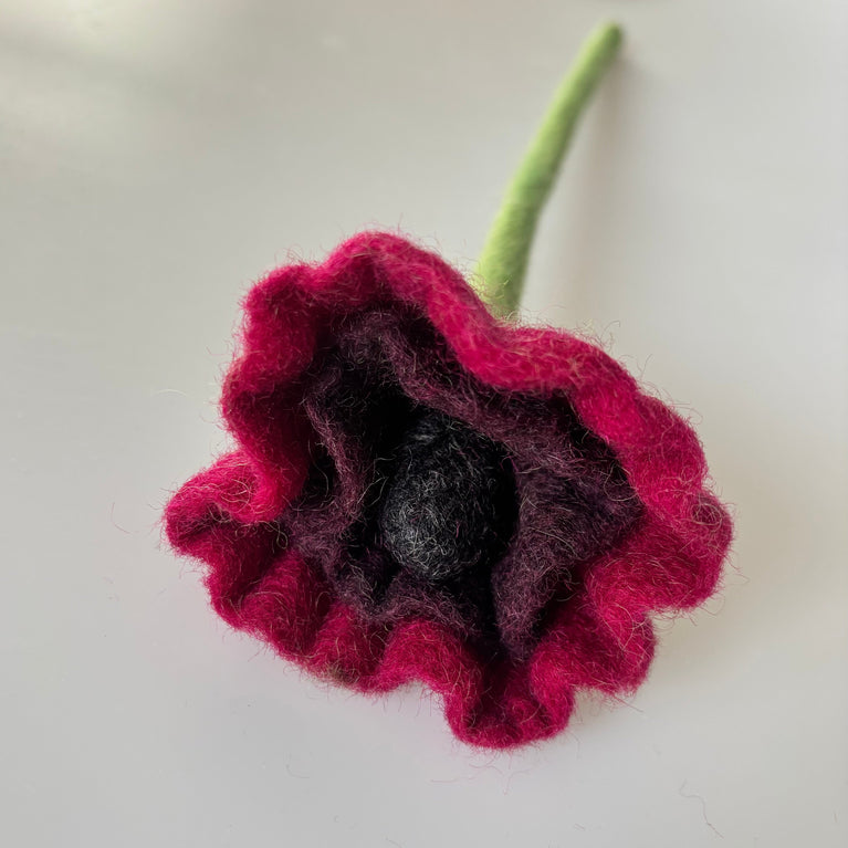 Mohnblume / Klatschmohn in 2 Farben - Filzblume - 35cm (GLOBO Fair Trade Partner)