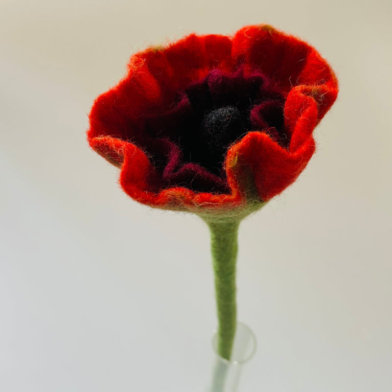 Mohnblume / Klatschmohn in 2 Farben - Filzblume - 35cm (GLOBO Fair Trade Partner)