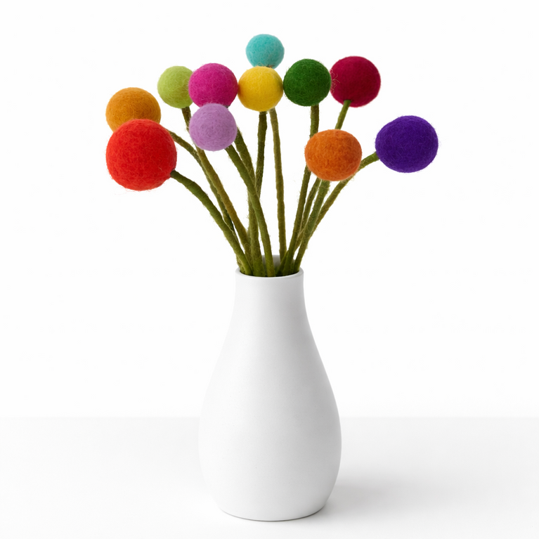 Blumenstrauß "Regenbogen"  Filzblumen 11 Stück - (Gry & Sif)