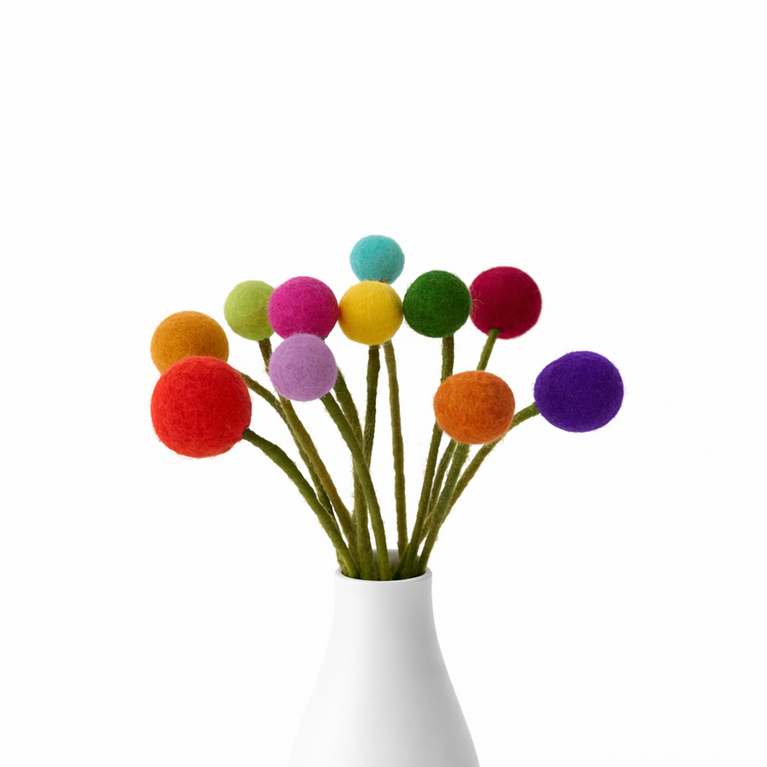 Blumenstrauß "Regenbogen"  Filzblumen 11 Stück - (Gry & Sif)