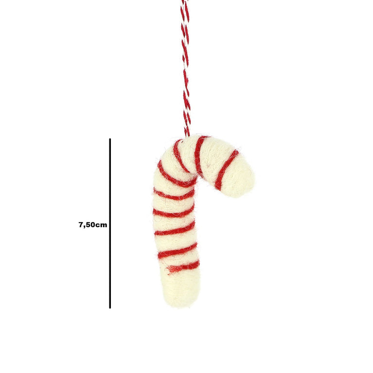 Zuckerstangen aus Filz (3er Set) Anhänger Weihnachten Deko (Globo Fair Trade)