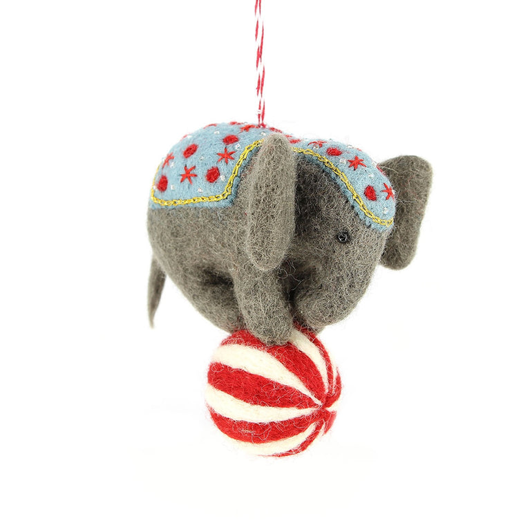 Anhänger Elefant mit Ball Zirkus, Filz Weihnachten Deko (Globo Fair Trade)