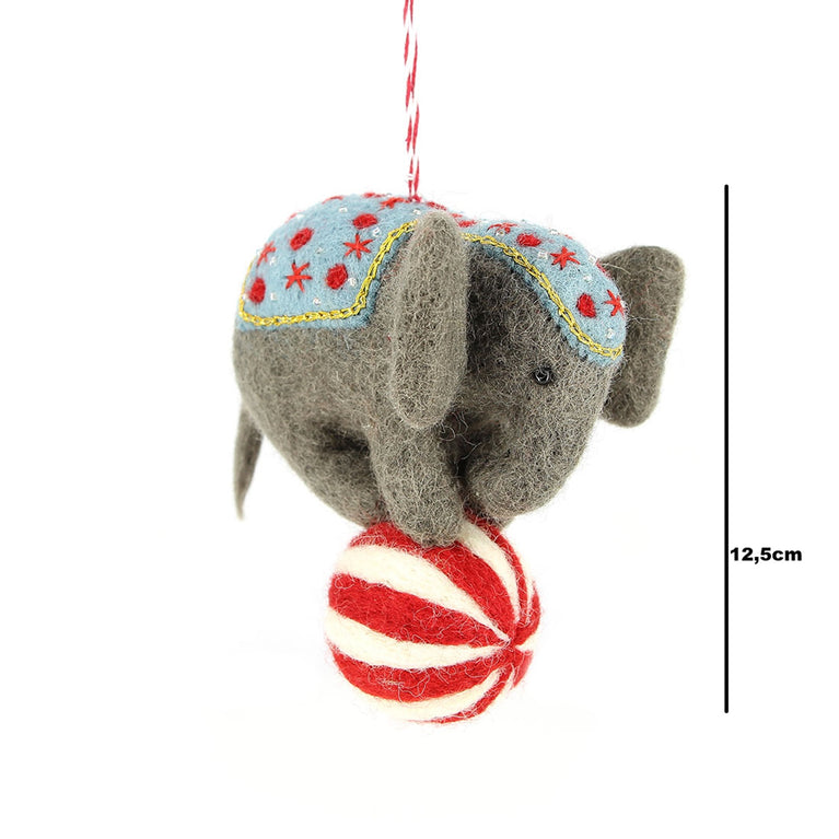 Anhänger Elefant mit Ball Zirkus, Filz Weihnachten Deko (Globo Fair Trade)