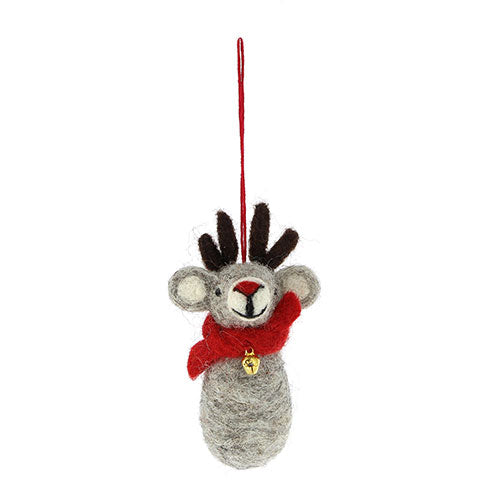 Elch mit Schal und Glöckchen (1 Stück) - Geschenk Anhänger Weihnachten (GLOBO Fair Trade Partner)