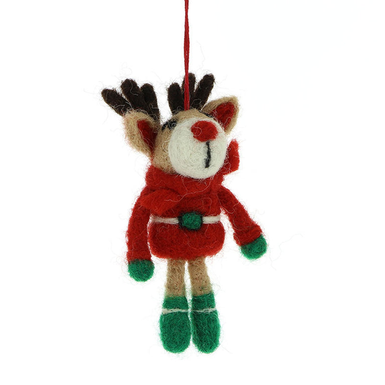 Baumanhänger Weihnachtselch Rentier, Filz Weihnachten Deko (Globo Fair Trade)