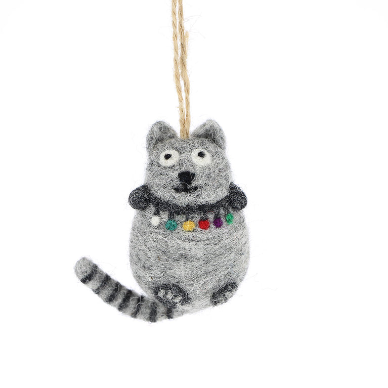 Anhänger KATZE HELLGRAU, Filz Weihnachten Deko (Globo Fair Trade)