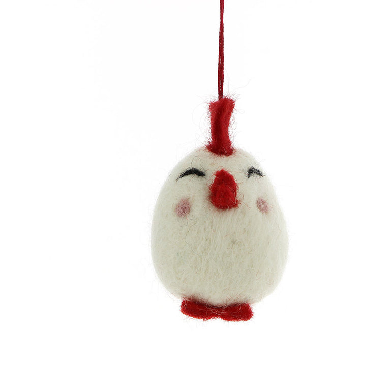 Figur Küken weiß, gelb und grün, Filz, Ostern-Deko - 1 Stück - Anhänger (Globo Fair Trade)