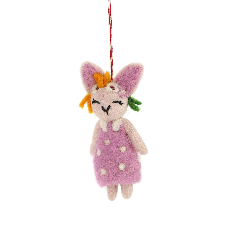 Figur Hasenmädchen Hase Osterhäschen Filz, Ostern-Deko - 1 Stück - Anhänger (Globo Fair Trade)