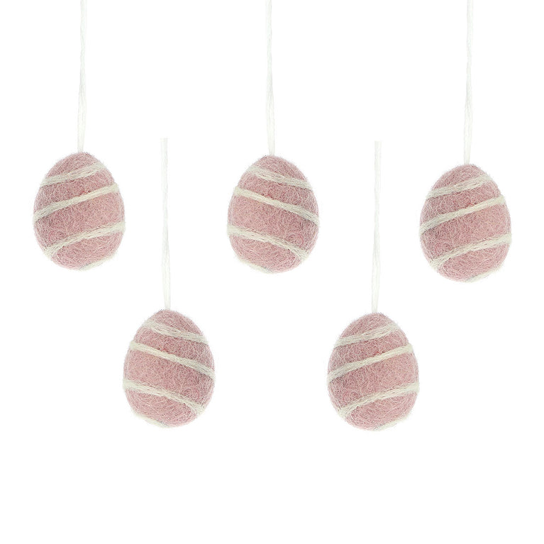 kleine Ostereier Set (5 Stück) rosa / gelb / hellblau, Filz, Ostern-Deko - Anhänger (Globo Fair Trade)