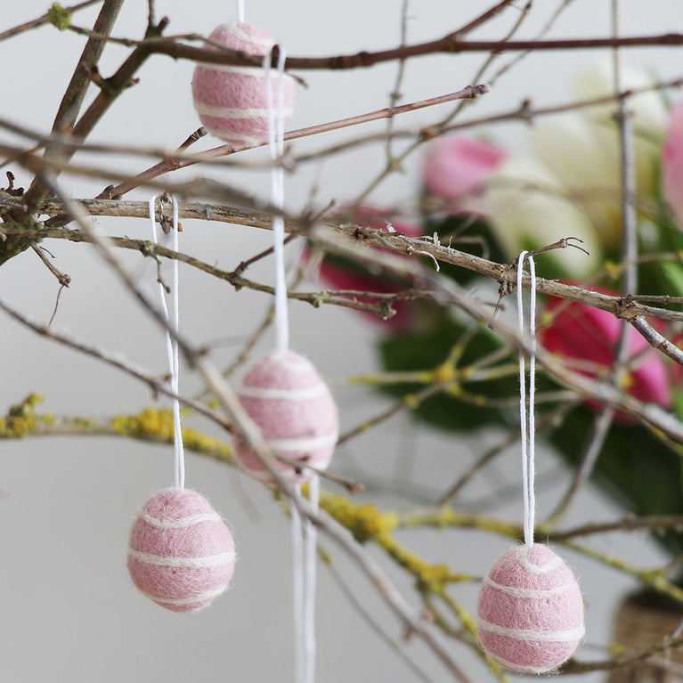 kleine Ostereier Set (5 Stück) rosa / gelb / hellblau, Filz, Ostern-Deko - Anhänger (Globo Fair Trade)